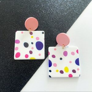 Abstract Square Polka Dot Earrings